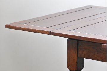 アンティーク家具　イギリスアンティーク ツイストレッグ　オーク材　味わい深いドローリーフテーブル(エクステンションテーブル)