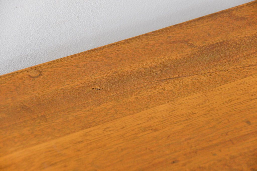 レトロ家具　昭和レトロ 古い木の脚付きモールガラス収納棚(キッチンキャビネット)