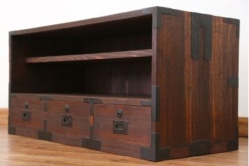 レトロ家具　昭和レトロ 古い木の時代箪笥ローボード(ローチェスト)