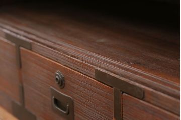 レトロ家具　昭和レトロ 古い木の時代箪笥ローボード(ローチェスト)