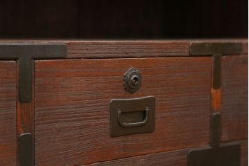 レトロ家具　昭和レトロ 古い木の時代箪笥ローボード(ローチェスト)