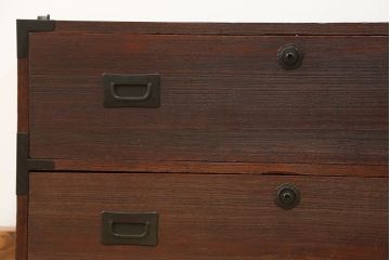 アンティーク家具　古民具・骨董 古い木の時代箪笥ローチェスト(ローボード)