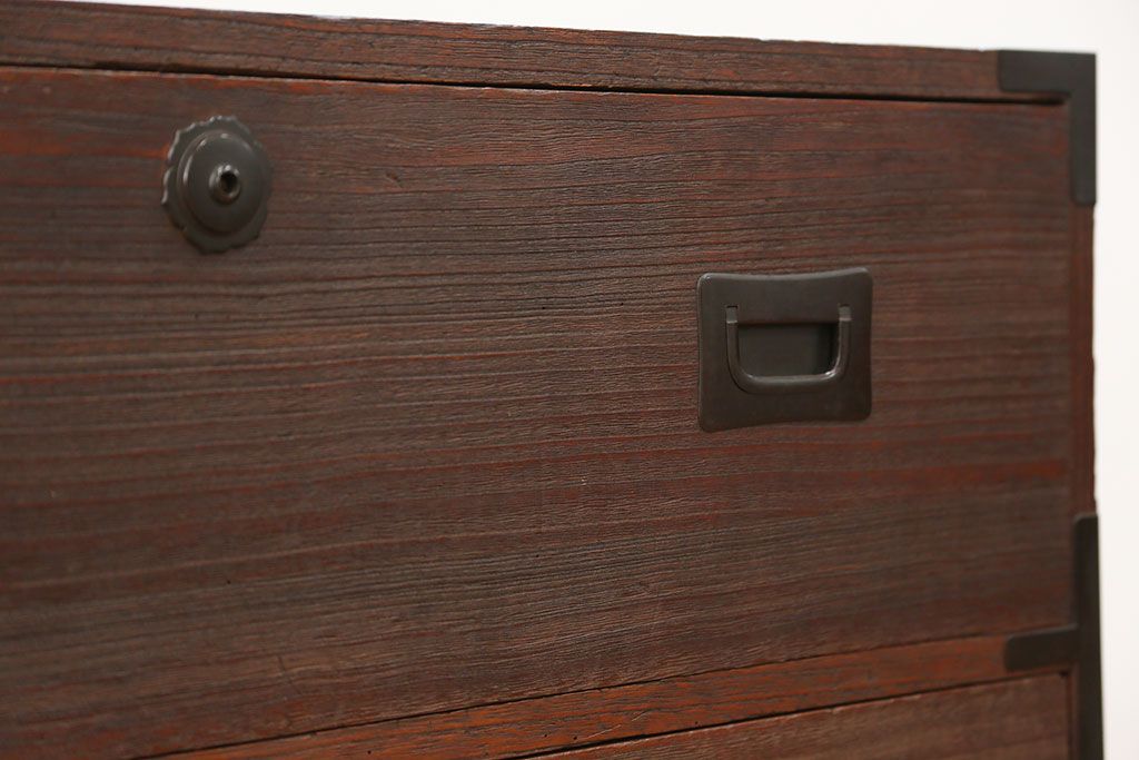 アンティーク家具　古民具・骨董 古い木の時代箪笥ローチェスト(ローボード)