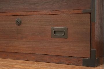 アンティーク家具　古民具・骨董 古い木の時代箪笥ローチェスト(ローボード)