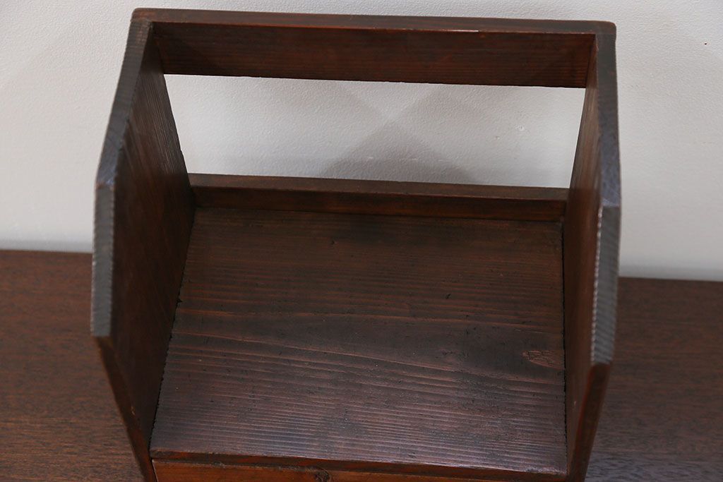 アンティーク雑貨　昭和レトロ 古い木の小さな小引き出し付き本立て