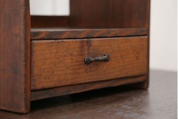 アンティーク雑貨　昭和レトロ 古い木の小さな小引き出し付き本立て