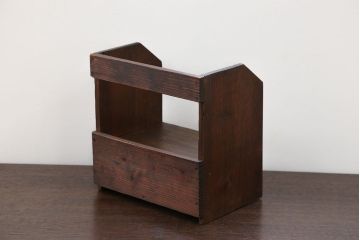 アンティーク雑貨　昭和レトロ 古い木の小さな小引き出し付き本立て