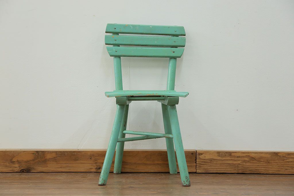 アンティーク家具　フランスアンティーク かわいいペイントキッズチェア(チャイルドチェア、椅子、イス、こども)