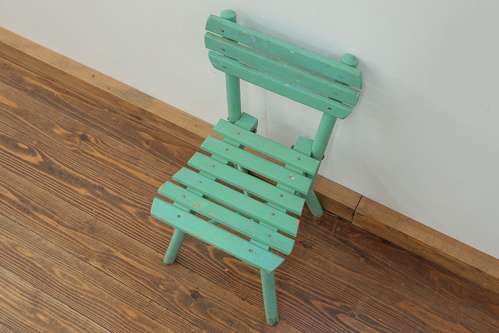 アンティーク家具　フランスアンティーク かわいいペイントキッズチェア(チャイルドチェア、椅子、イス、こども)