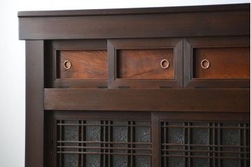 アンティーク家具　古民具・骨董 上手造りの美しい五尺水屋箪笥(昇り引き出し付き)(食器棚、収納棚)