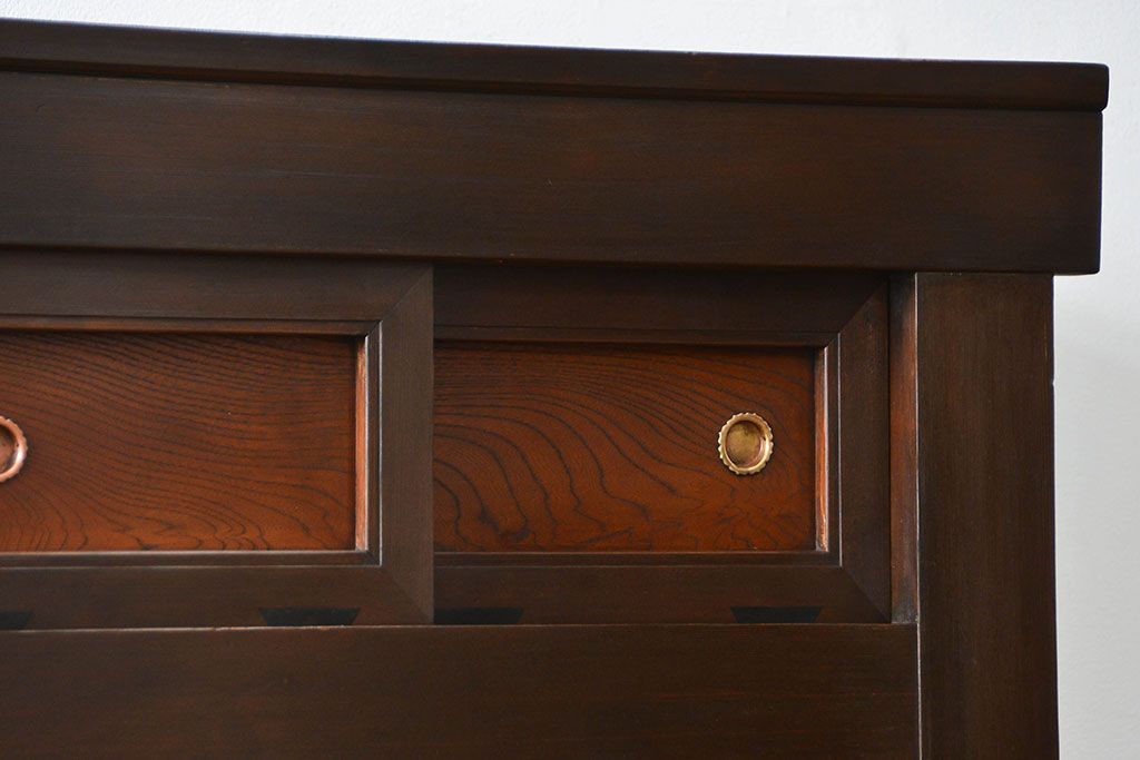 アンティーク家具　古民具・骨董 上手造りの美しい五尺水屋箪笥(昇り引き出し付き)(食器棚、収納棚)