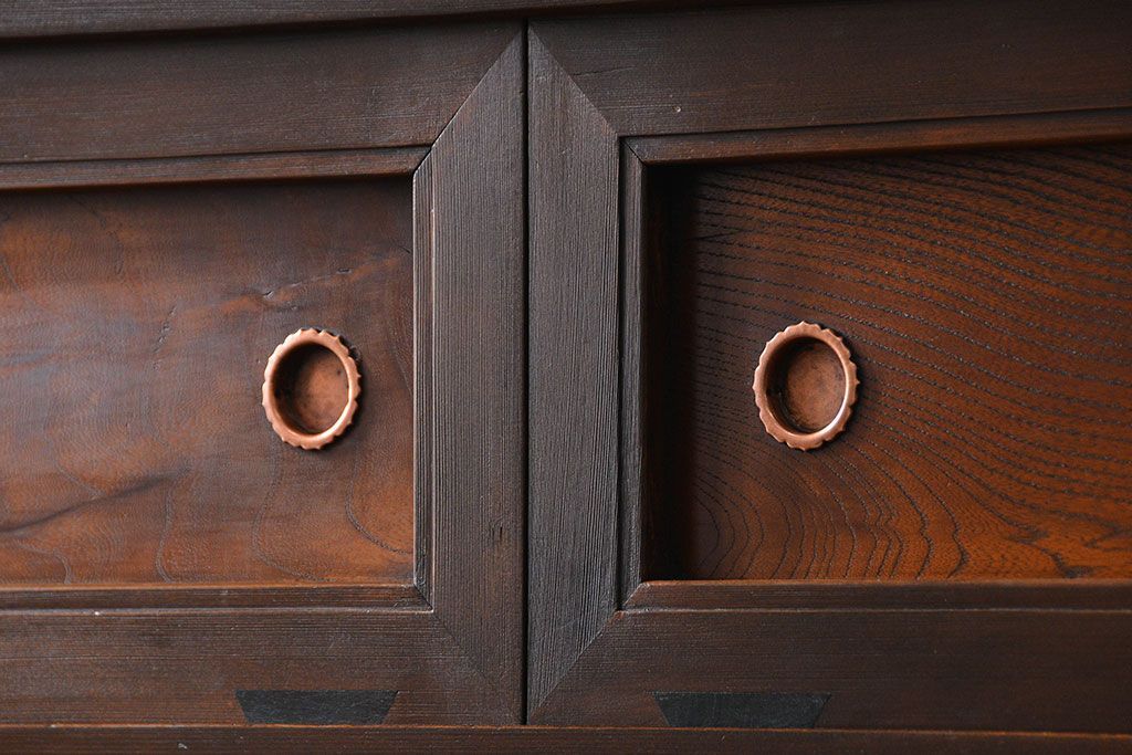 アンティーク家具　古民具・骨董 上手造りの美しい五尺水屋箪笥(昇り引き出し付き)(食器棚、収納棚)