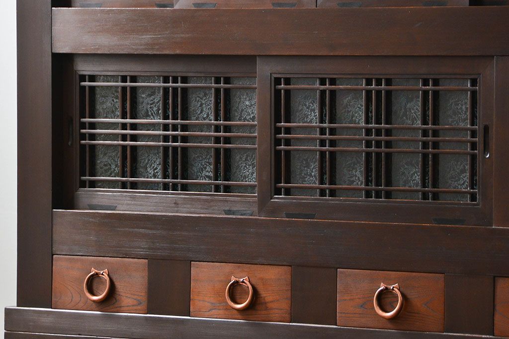 アンティーク家具　古民具・骨董 上手造りの美しい五尺水屋箪笥(昇り引き出し付き)(食器棚、収納棚)