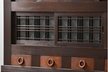 アンティーク家具　古民具・骨董 上手造りの美しい五尺水屋箪笥(昇り引き出し付き)(食器棚、収納棚)