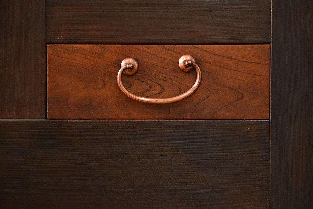 アンティーク家具　古民具・骨董 上手造りの美しい五尺水屋箪笥(昇り引き出し付き)(食器棚、収納棚)