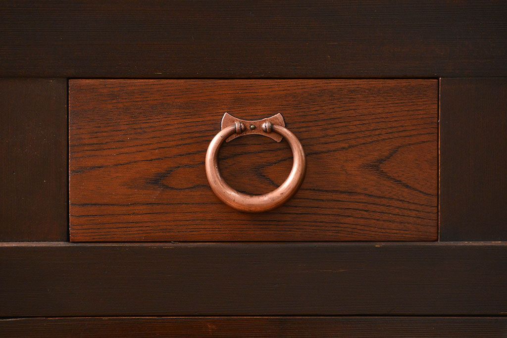 アンティーク家具　古民具・骨董 上手造りの美しい五尺水屋箪笥(昇り引き出し付き)(食器棚、収納棚)