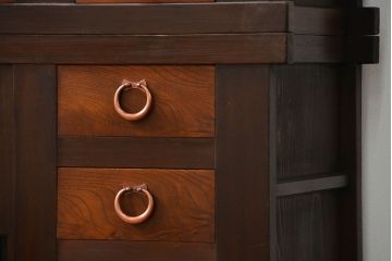 アンティーク家具　古民具・骨董 上手造りの美しい五尺水屋箪笥(昇り引き出し付き)(食器棚、収納棚)