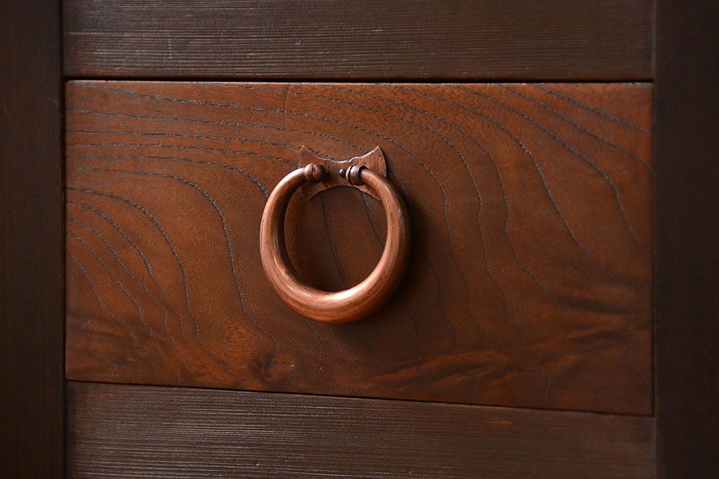 アンティーク家具　古民具・骨董 上手造りの美しい五尺水屋箪笥(昇り引き出し付き)(食器棚、収納棚)