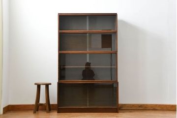 アンティーク家具　イギリスアンティーク シンプルなデザインのオーク材 スタッキングブックケース(1)(ガラスケース、本箱、収納棚)