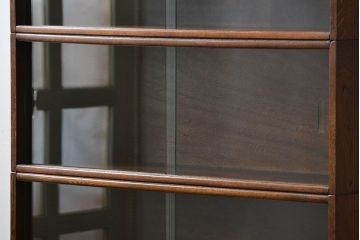 アンティーク家具　イギリスアンティーク シンプルなデザインのオーク材 スタッキングブックケース(1)(ガラスケース、本箱、収納棚)