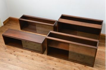 アンティーク家具　イギリスアンティーク シンプルなデザインのオーク材 スタッキングブックケース(1)(ガラスケース、本箱、収納棚)