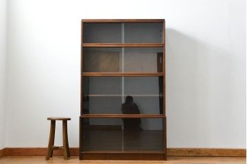 アンティーク家具　イギリスアンティーク シンプルなデザインのオーク材 スタッキングブックケース(2)(ガラスケース、本箱、収納棚)