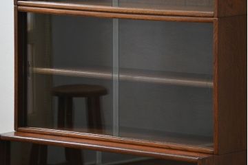 アンティーク家具　イギリスアンティーク シンプルなデザインのオーク材 スタッキングブックケース(2)(ガラスケース、本箱、収納棚)