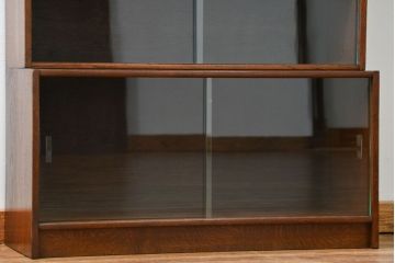 アンティーク家具　イギリスアンティーク シンプルなデザインのオーク材 スタッキングブックケース(2)(ガラスケース、本箱、収納棚)