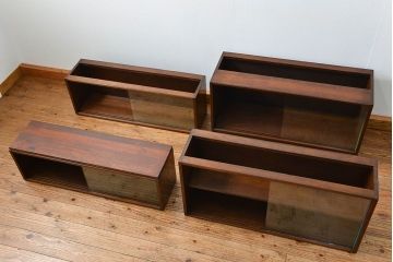 アンティーク家具　イギリスアンティーク シンプルなデザインのオーク材 スタッキングブックケース(2)(ガラスケース、本箱、収納棚)