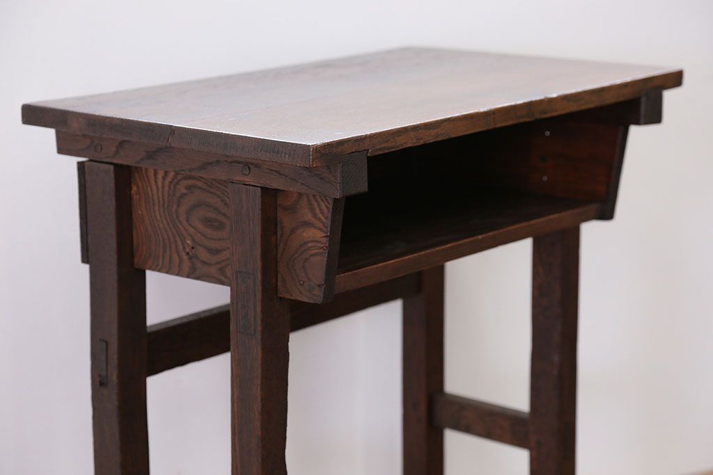 アンティーク家具　アンティーク 古いナラ材の小さな作業台(テーブル、机)