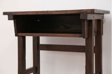 アンティーク家具　アンティーク 古いナラ材の小さな作業台(テーブル、机)