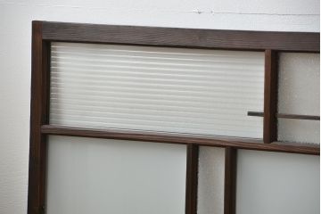 アンティーク 古い木の変り型ガラス窓　2枚セット　(ガラス戸、引き戸)