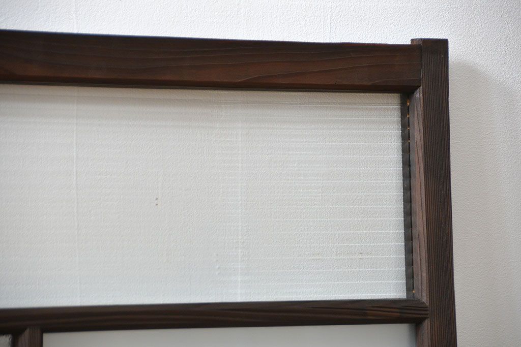 アンティーク 古い木の変り型ガラス窓　2枚セット　(ガラス戸、引き戸)