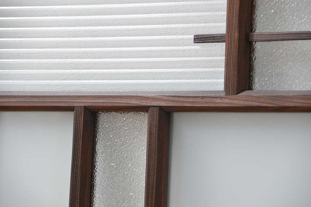 アンティーク 古い木の変り型ガラス窓　2枚セット　(ガラス戸、引き戸)