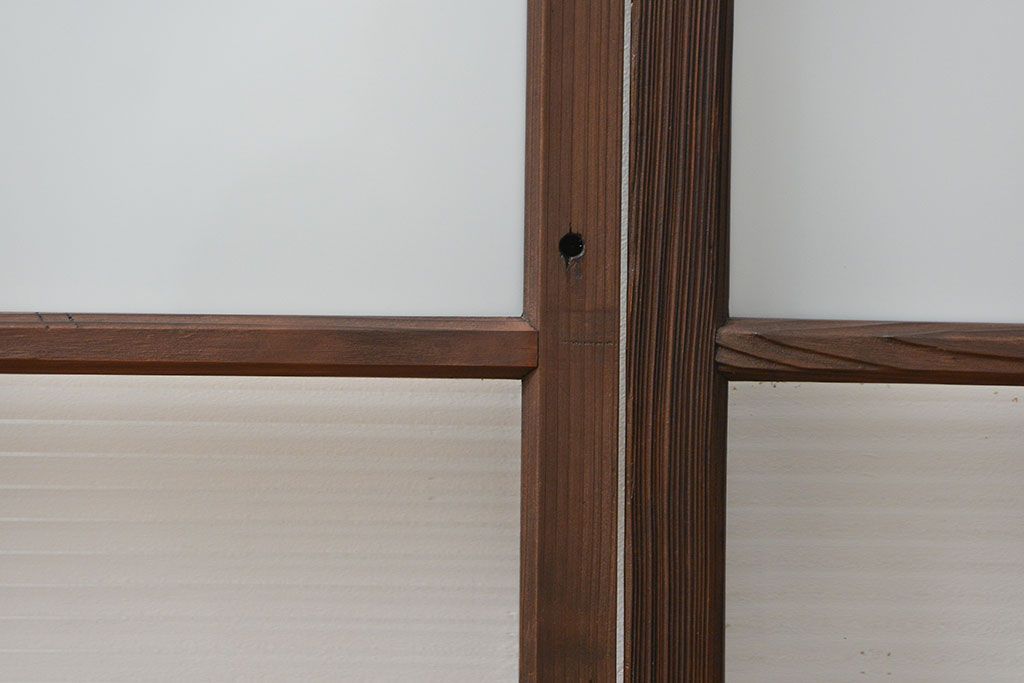 アンティーク 古い木の変り型ガラス窓　2枚セット　(ガラス戸、引き戸)