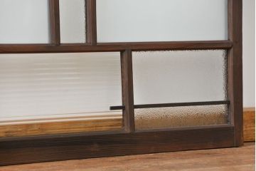 アンティーク 古い木の変り型ガラス窓　2枚セット　(ガラス戸、引き戸)