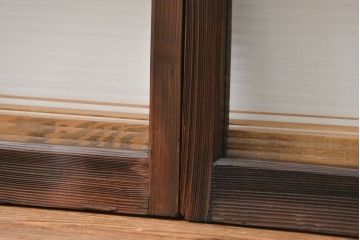 アンティーク 古い木の変り型ガラス窓　2枚セット　(ガラス戸、引き戸)