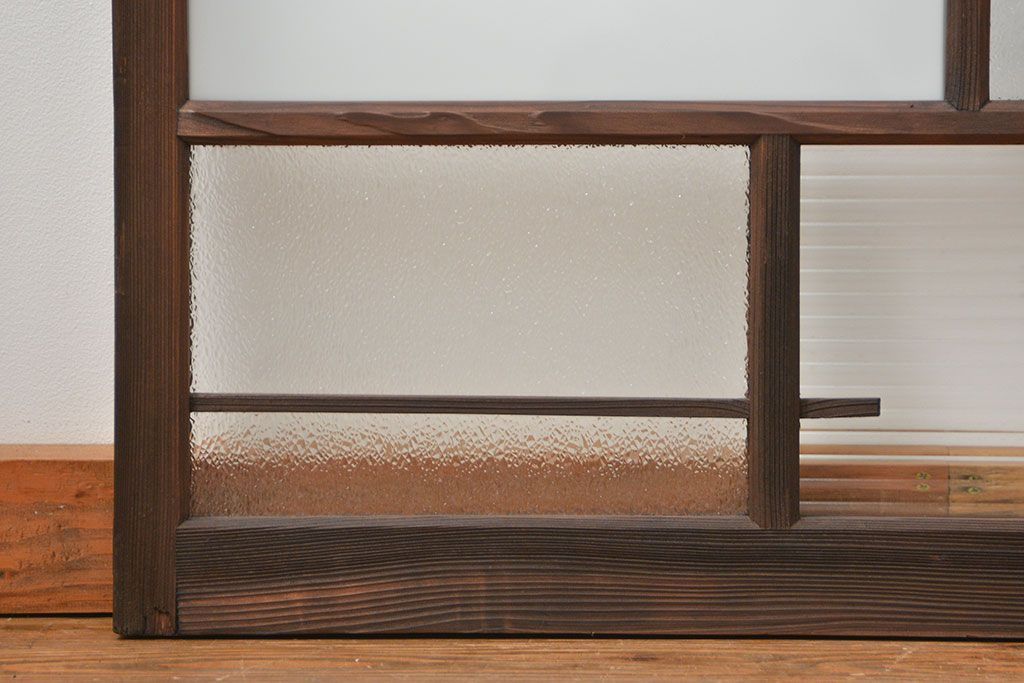 アンティーク 古い木の変り型ガラス窓　2枚セット　(ガラス戸、引き戸)