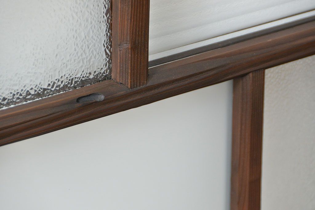 アンティーク 古い木の変り型ガラス窓　2枚セット　(ガラス戸、引き戸)