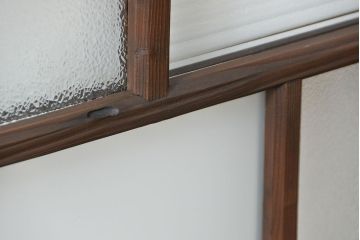 アンティーク 古い木の変り型ガラス窓　2枚セット　(ガラス戸、引き戸)