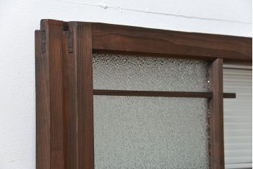 アンティーク 古い木の変り型ガラス窓　2枚セット　(ガラス戸、引き戸)
