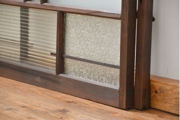 アンティーク 古い木の変り型ガラス窓　2枚セット　(ガラス戸、引き戸)