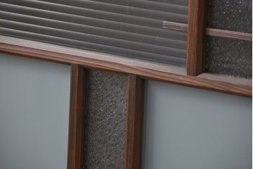 アンティーク 古い木の変り型ガラス窓　2枚セット　(ガラス戸、引き戸)