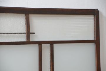 アンティーク 古い木の変り型ガラス窓　2枚セット　(ガラス戸、引き戸)