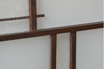 アンティーク 古い木の変り型ガラス窓　2枚セット　(ガラス戸、引き戸)