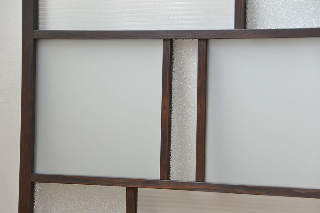 アンティーク 古い木の変り型ガラス窓　2枚セット　(ガラス戸、引き戸)