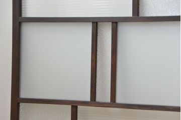 アンティーク 古い木の変り型ガラス窓　2枚セット　(ガラス戸、引き戸)