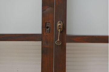 アンティーク 古い木の変り型ガラス窓　2枚セット　(ガラス戸、引き戸)