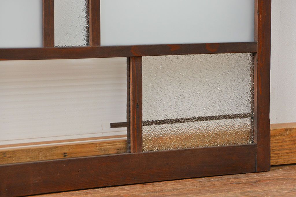 アンティーク 古い木の変り型ガラス窓　2枚セット　(ガラス戸、引き戸)