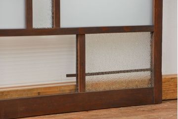 アンティーク 古い木の変り型ガラス窓　2枚セット　(ガラス戸、引き戸)